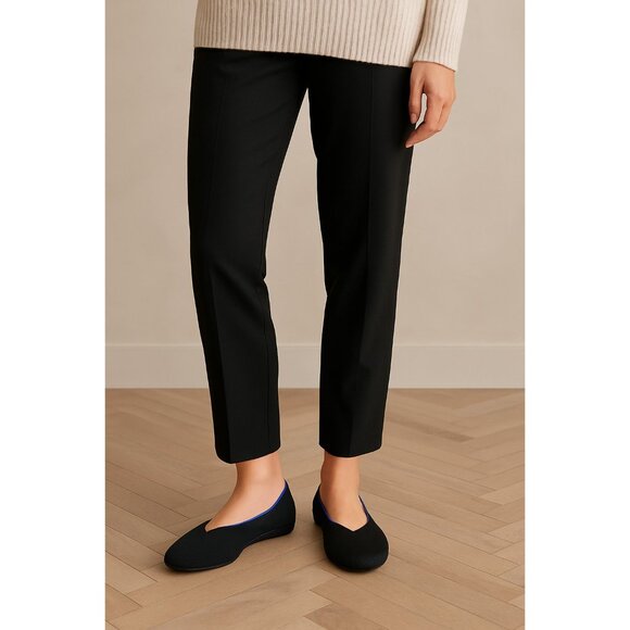 Rothy’s The Flat Black Blue Trim Women’s Size W9EU 40 Washable Knit Ballet Shoes - Picture 1 of 13